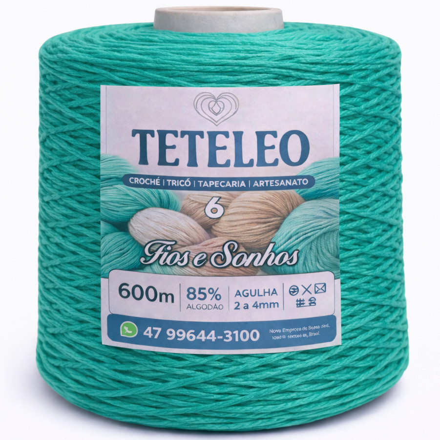Barbante Nº6 TeTeLeo 85% Algodão – Extra Macio, Antialérgico, Sem Poeira, Não Desbota | Crochê Fios e Sonhos Brasil