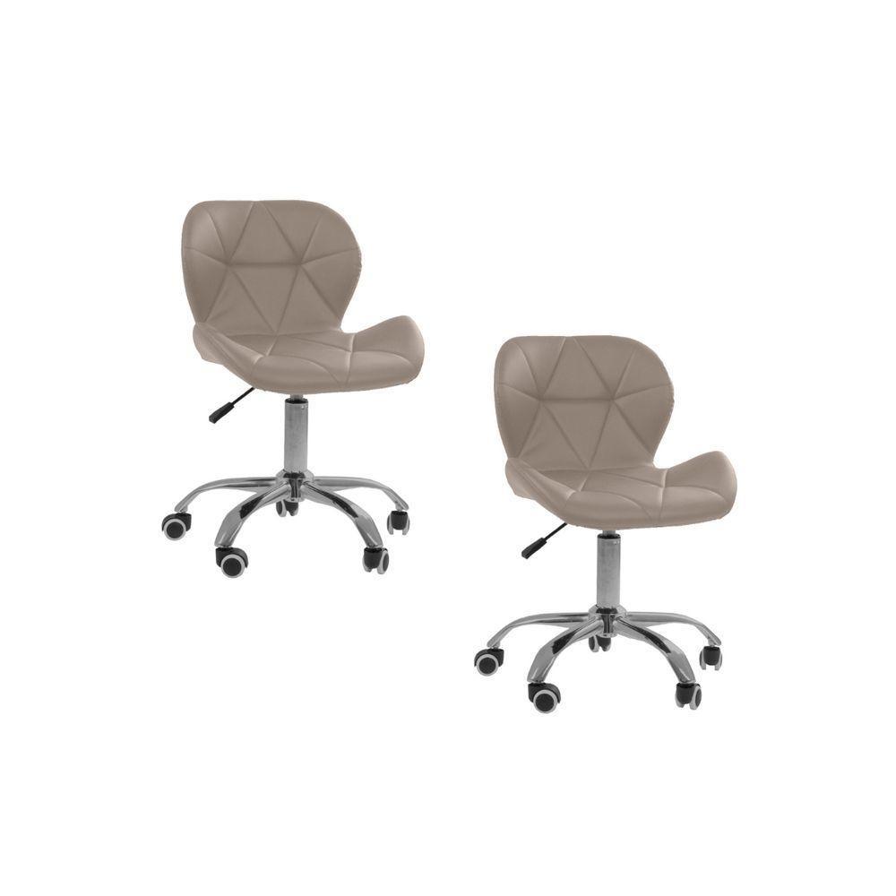 Kit 02 Cadeiras Giratórias Office Eiffel Slim Oficial Bege