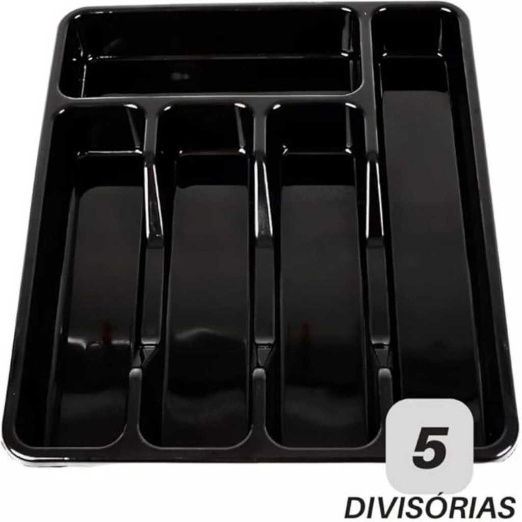 Porta Talher Suporte Organizador de Gaveta Cozinha Resistente 5 Divisórias Durável Versátil