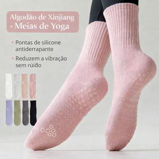 Meias De Ioga Antiderrapantes Profissionais Femininas – Fitness Listradas Respiráveis De Cano Médio Para Pilates/Zumba/E
