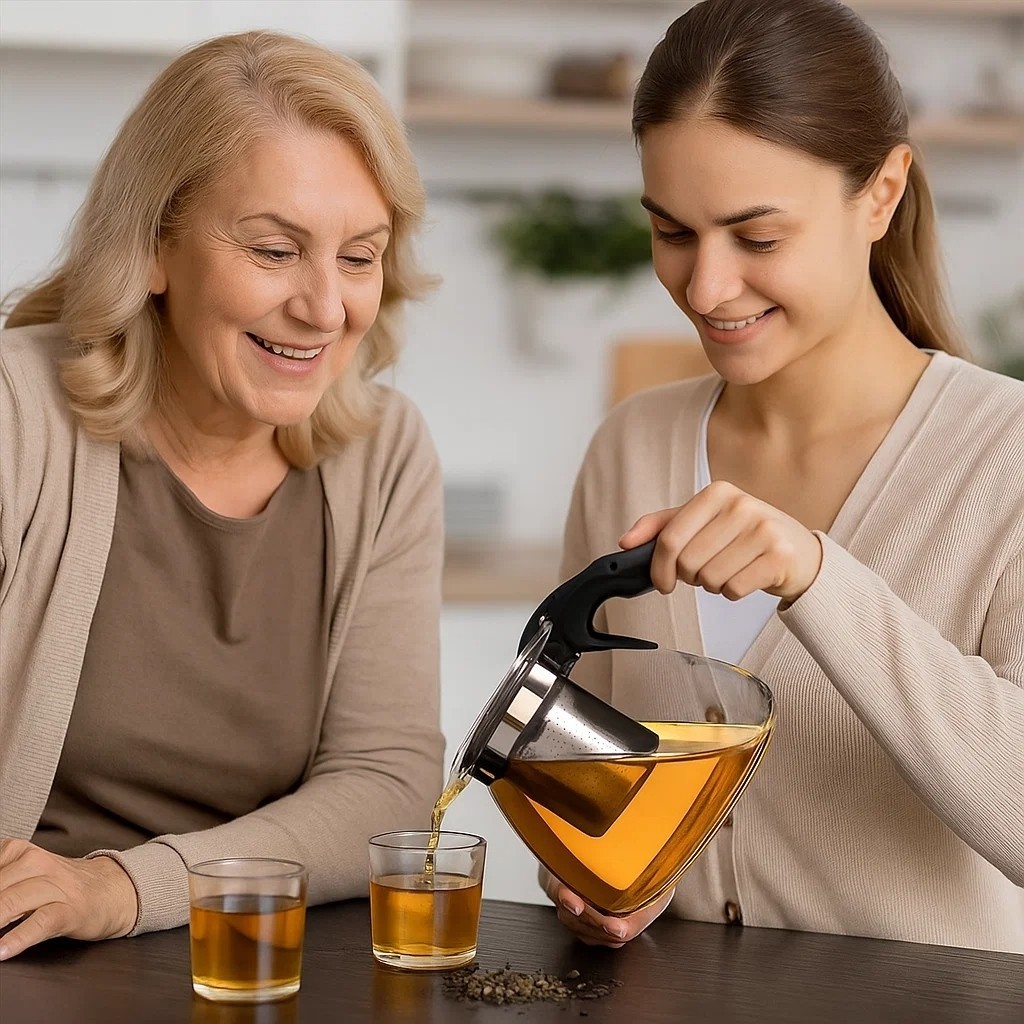 Bule Vidro com Infusor Inox Garrafa 950ml Chaleira Chá Café Água Transparente Filtro Porta Prático