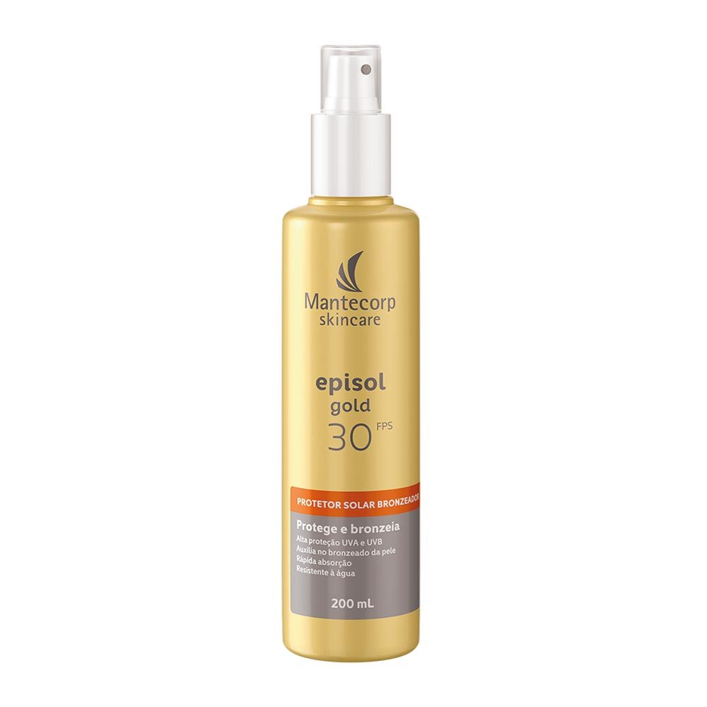 Episol Gold Protetor Solar Bronzeador FPS 30 Mantecorp Skincare Protege e Bronzeia Spray 200ml em Oferta na Shopee