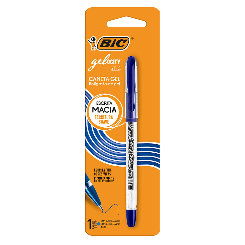 Caneta gel Gelocity Stic 0.5mm Azul com 1 unidade Bic em Oferta na Shopee