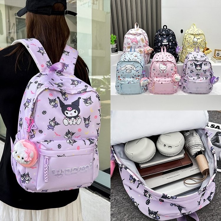 Kuromi Bolsa Infantil Bolsa Escolar de Alto Valor Feminina Junior High School Alunos da Escola Primária Mochila Fofa Lev