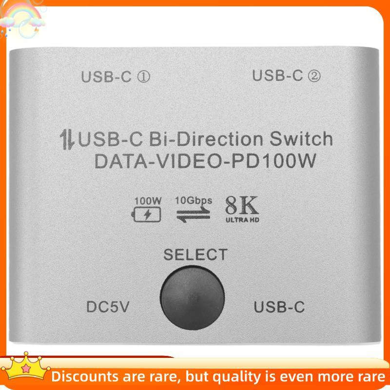Novo Divisor De Switch Para 2 Computadores Bidirecional USB C KVM 1 Em 2 Saídas Transferência De Vídeo 8K @ 60 Hz/4K 144