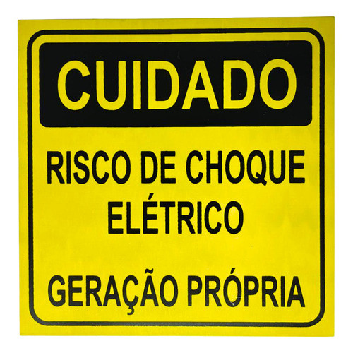 Placa Aviso Risco De Choque Geração Própria Energia Solar