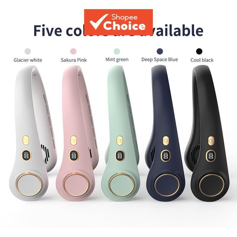 Ventilador de pescoço portátil, recarregável por USB, 5 velocidades, sem hélices, para pessoas preguiçosas, silencioso,
