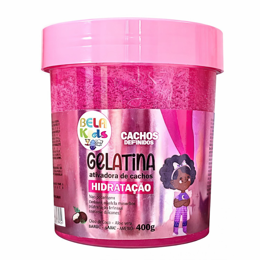 Gelatina Ativadora de Cachos Infantil Bela Kids 400g 💖 Hidratação com Óleo de Coco e Aloe Vera | Definição e Brilho