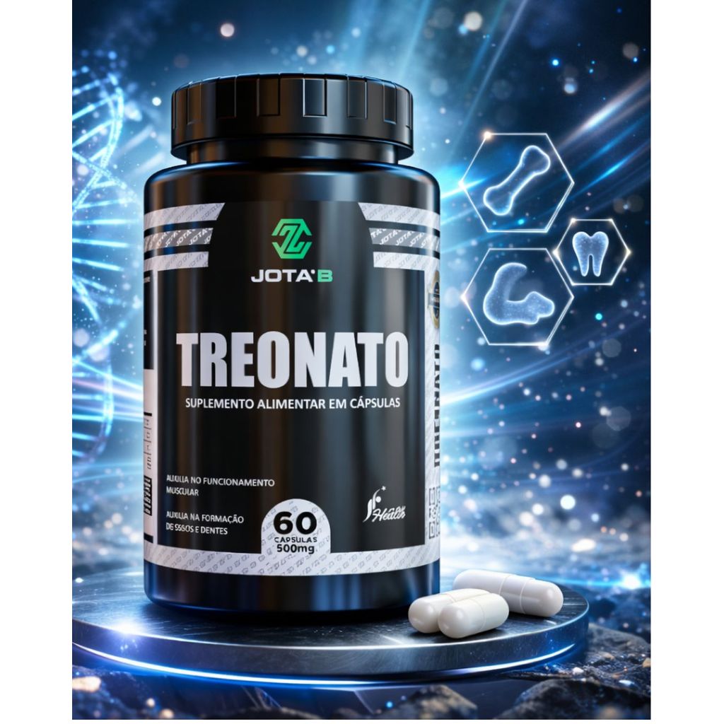 Magnésio L-Treonato Premium 100% Original – Suplemento Alimentar 60 Cápsulas | 1000mg