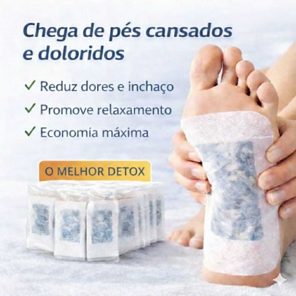 Kit 20 Adesivos Para Pés Alivio de Dores Eliminação de Odores Impurezas Toxinas Detox Natural