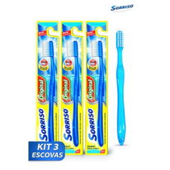Kit 3 Escova Dental Sorriso Original Cerdas Duras