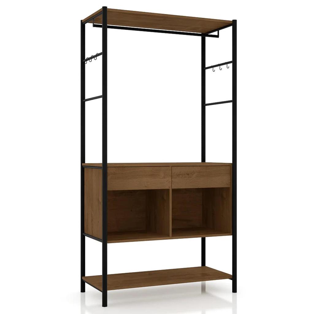 Guarda Roupa Solteiro Closet Paris 2 Gavetas Preto/Demolição - Artefamol em Oferta na Shopee