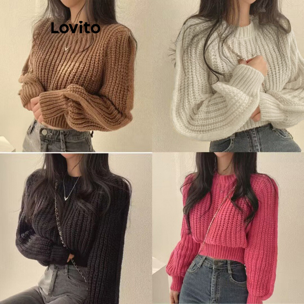 Lovito Suéter Casual Liso Básico Para Mulheres LNA40014