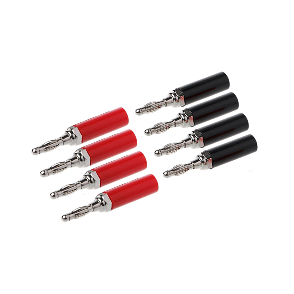 Kit 8 Conector Banana Plug 4mm Par Vermelho Preto Para Multímetro Fonte Bancada