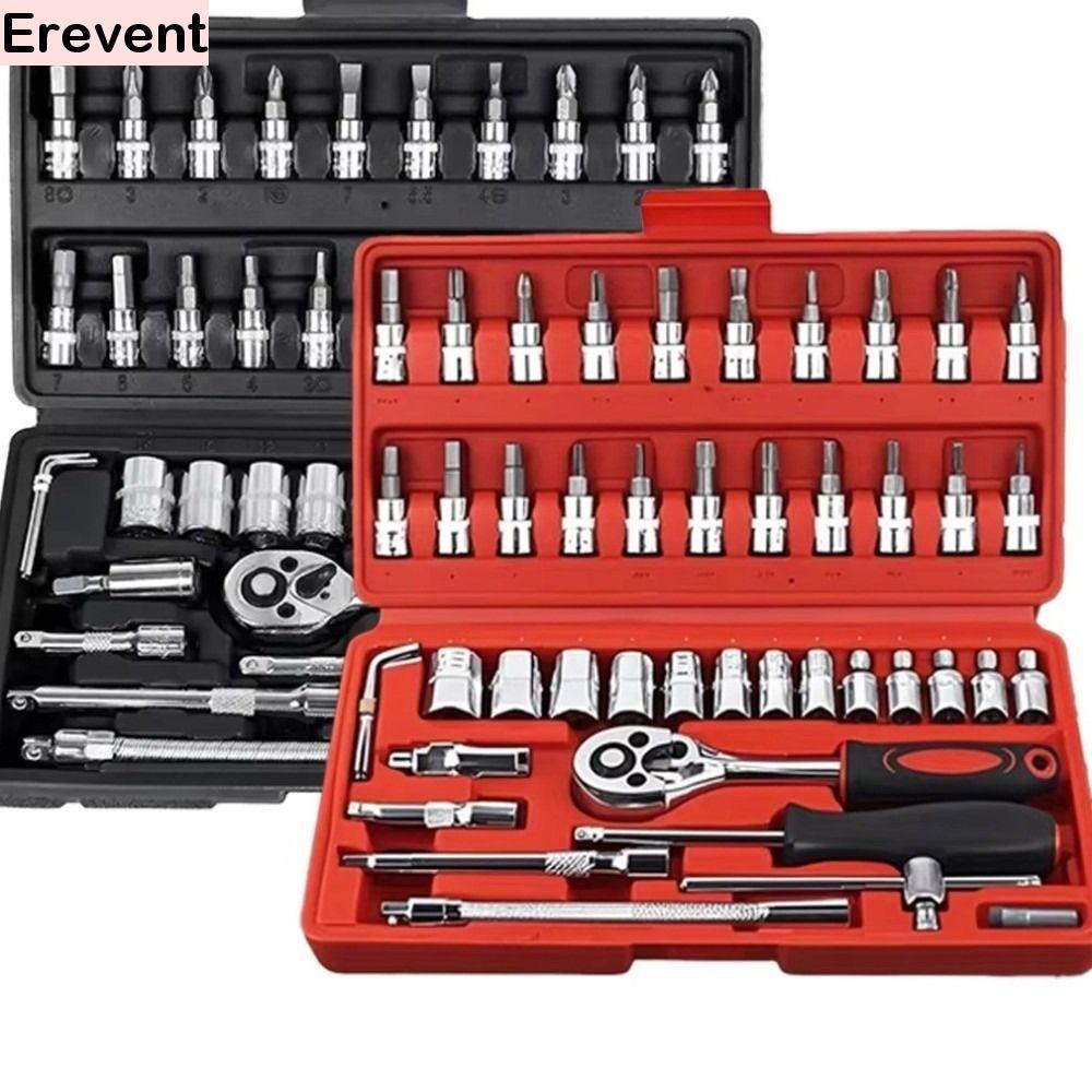 SUNSET 46pcs Kit Combinado De Chave De Torque , Com Caixa De Ferramentas De Armazenamento Conjunto Catraca De Aço Carbon