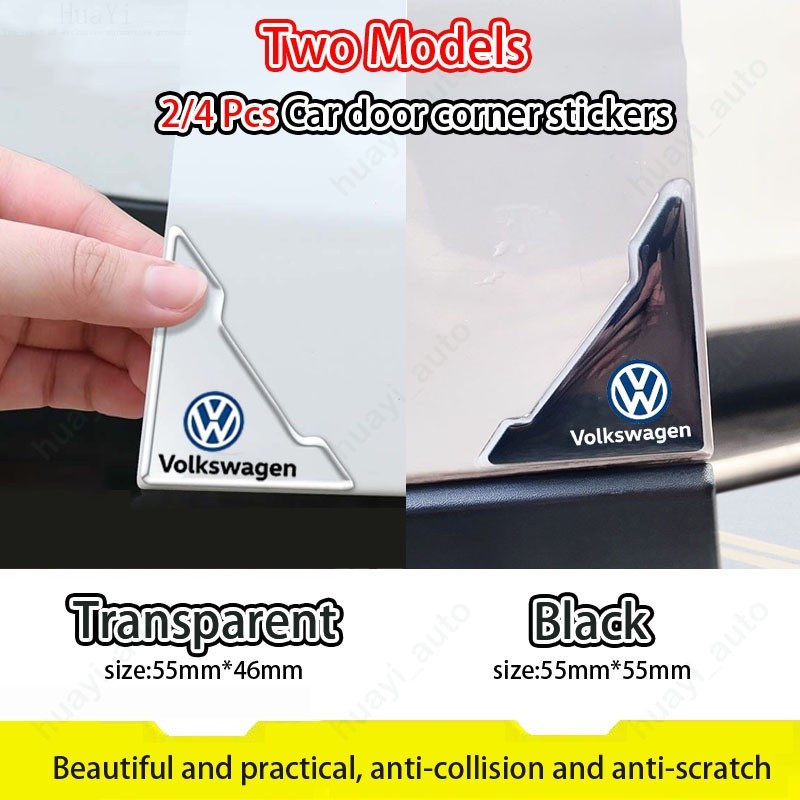 2/4 Peças Adesivos Transparentes Pretos para Cantos de Porta de Carro Volkswagen, Anticolisão e Antirrisco para Lavida,