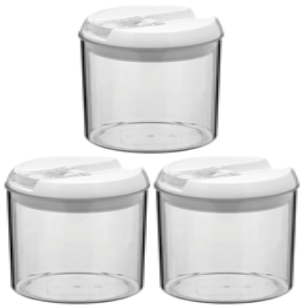 KIT 3 POTE PORTA MANTIMENTOS PRATIK HERMÉTICO PLÁSTICO 750ml 16x10x10cm TRANSPARENTE