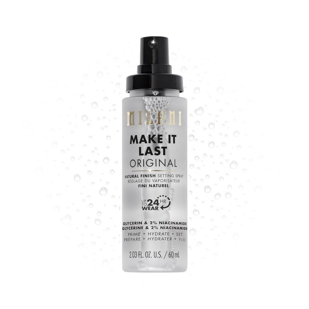 Milani Setting Spray + Primer, Make It Last Original - Acabamento Natural com Niacinamida para Hidratação, Spray Fixador