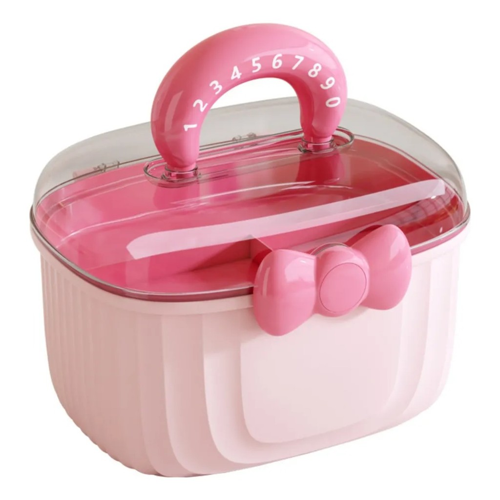 Maleta Maletinha Caixa Organizadora Multiuso Maquiagem Brinquedos Infantil Rosa Lacinho