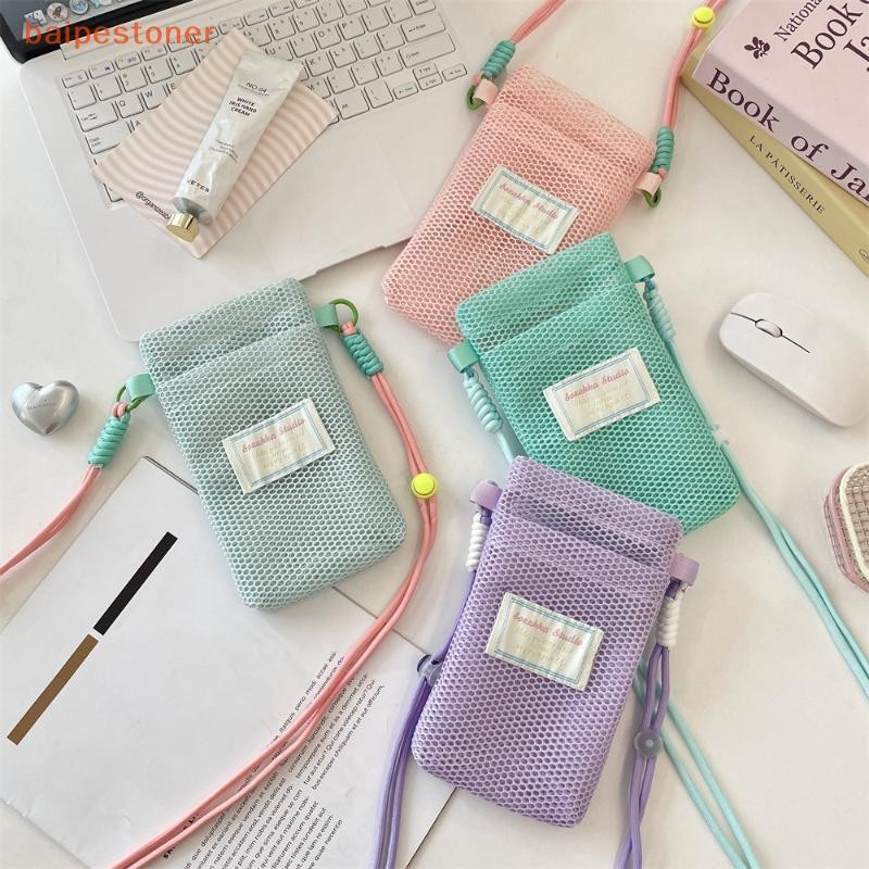 [baipestoner] Pequena Malha Fresca Saco De Armazenamento Do Telefone Móvel Feminino 2025 Novo Verão Doce Cordão Mensagei
