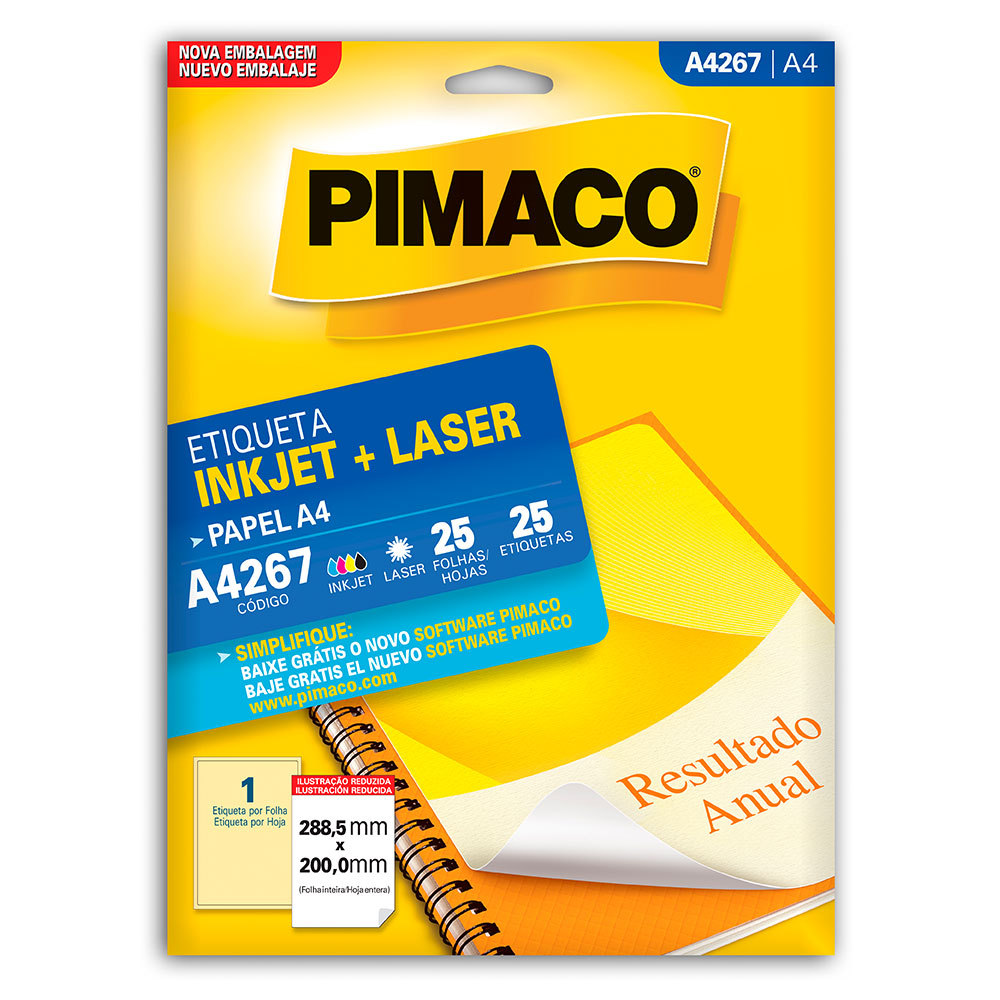 Etiqueta inkjet/laser A4267 com 25 folhas Pimaco em Oferta na Shopee