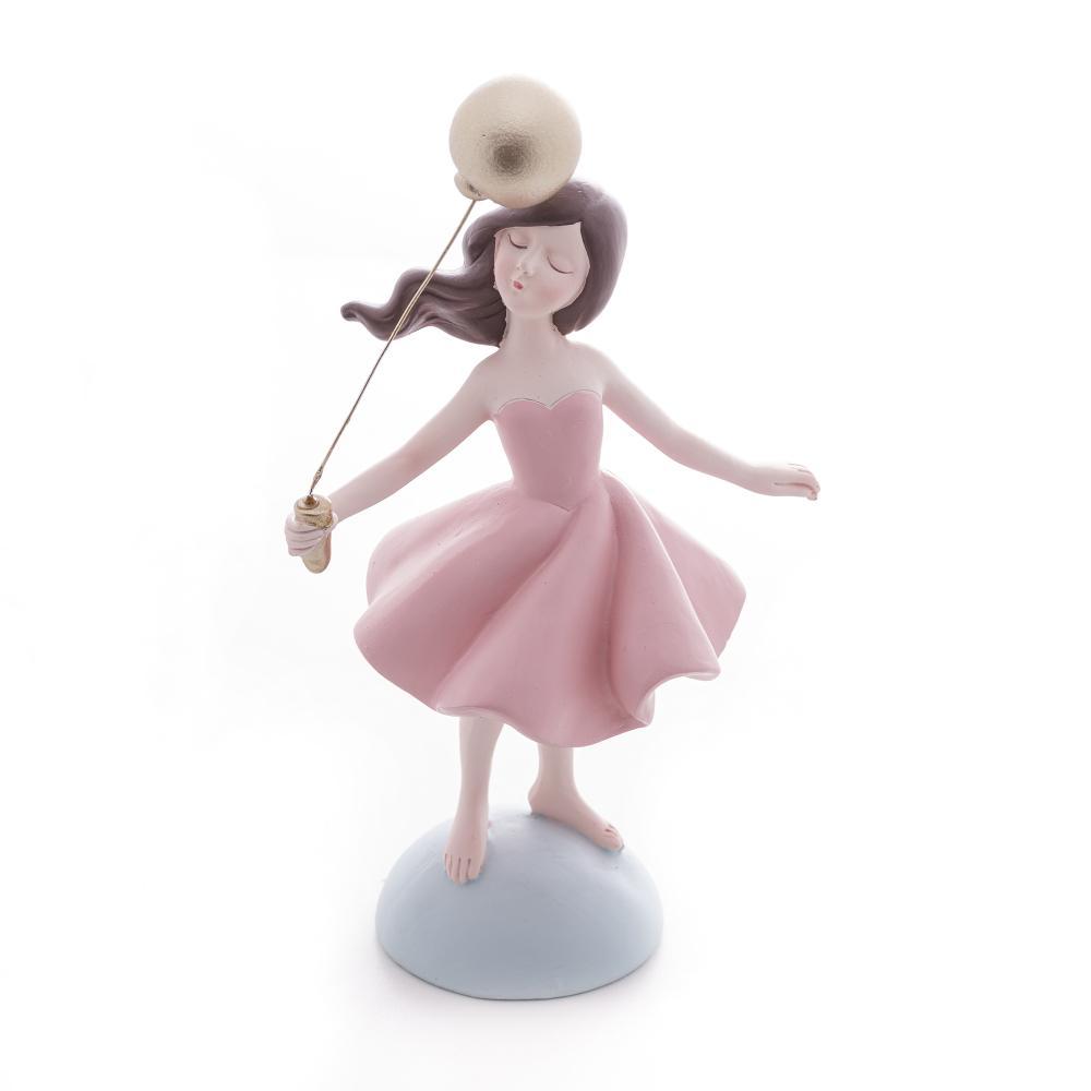 Figura Decorativa Wolff Boneca com Balão Dourado 22cm