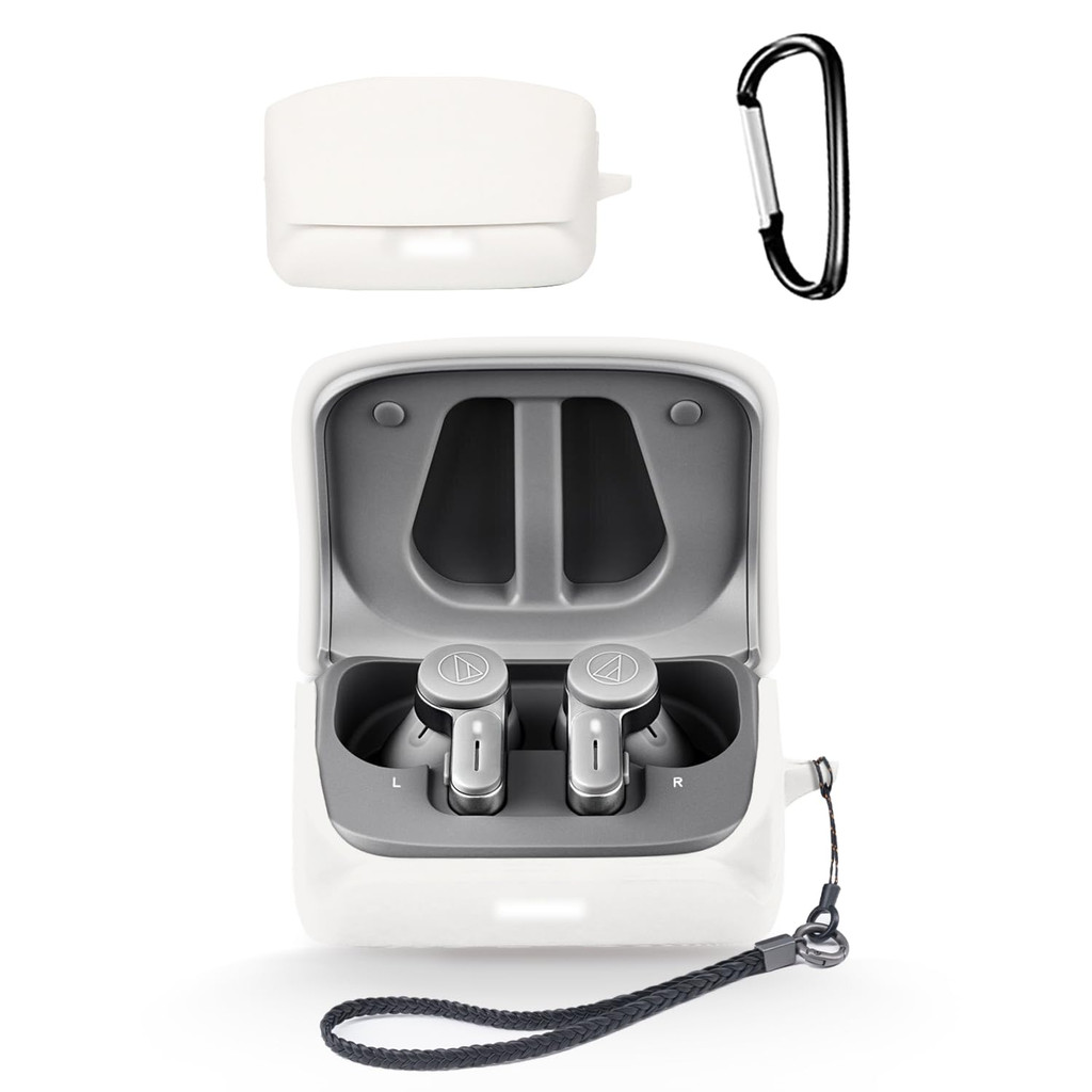 Estojo para fones de ouvido sem fio Audio Technica ATH-TWX7 com capa de carregamento,  
com carabina e corrente, silico