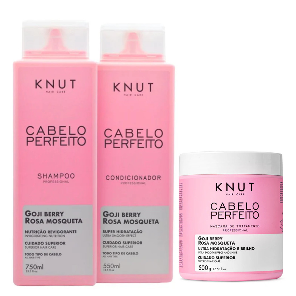Knut Cabelo Perfeito Shampoo + Condicionador + Máscara 500ml em Oferta na Shopee