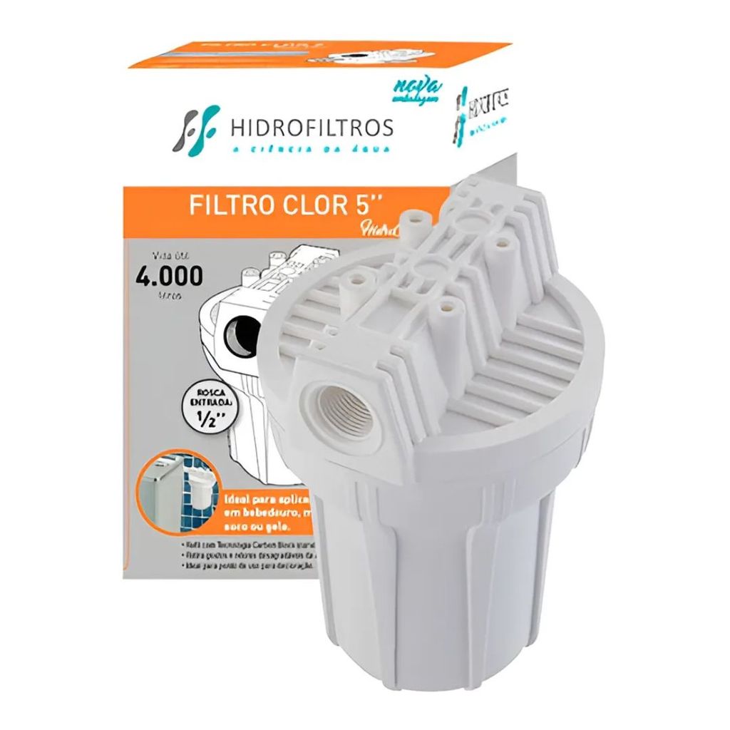Filtro Para Bebedouro Pia Cozinha 5" Pou Carbon Declorador Hidrofiltros 907-0024