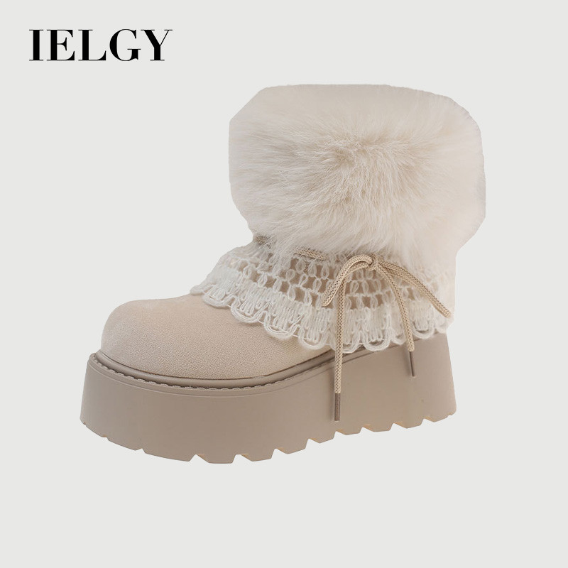 IELGY 2026 Sapatos De Algodão Grosso Forrados De Lã Botas Curtas Femininas De Ne