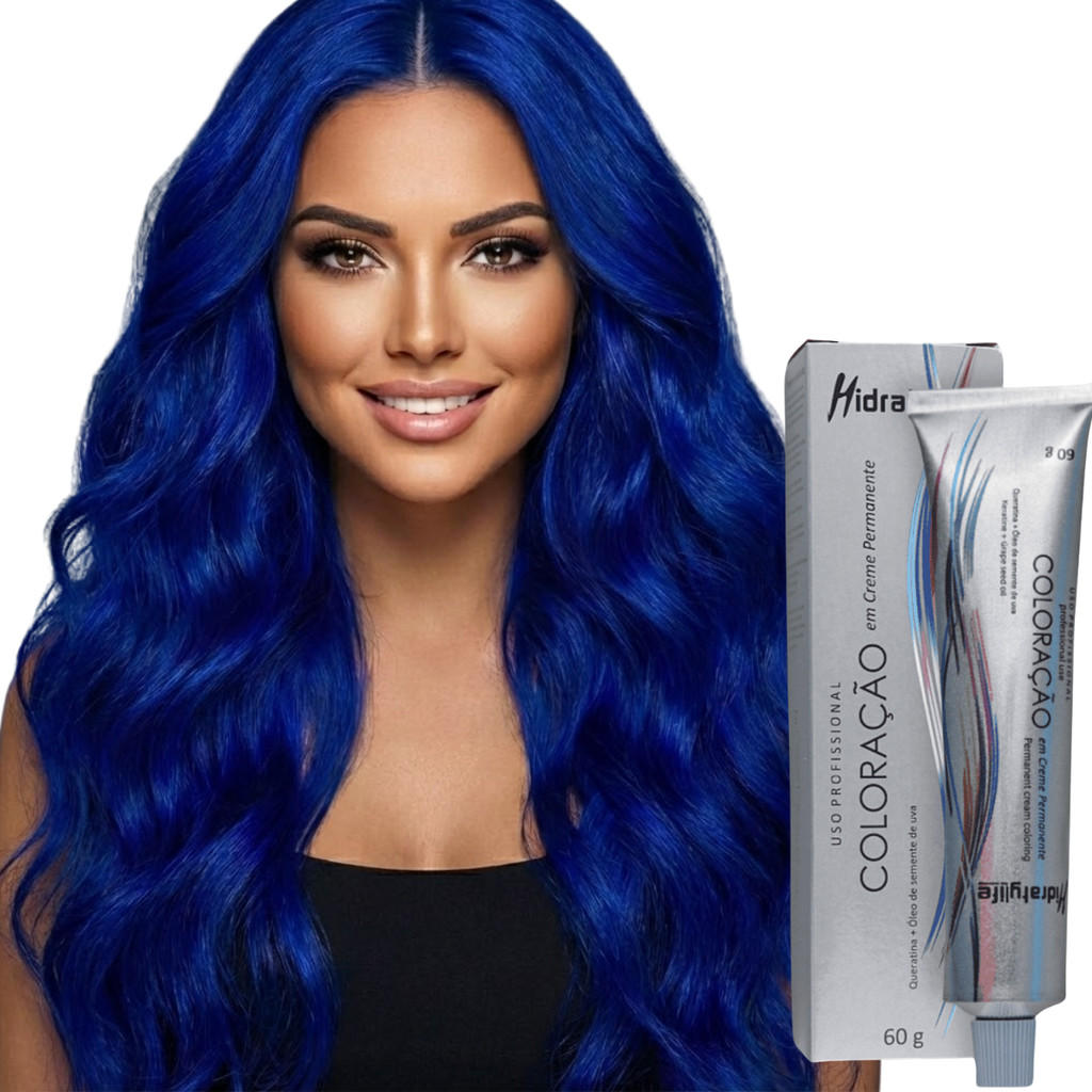 Cabelo Azul Tinta Mechas Coloração Máscara 250gr com Água Oxigenada Pronta Entrega | Garanta Já