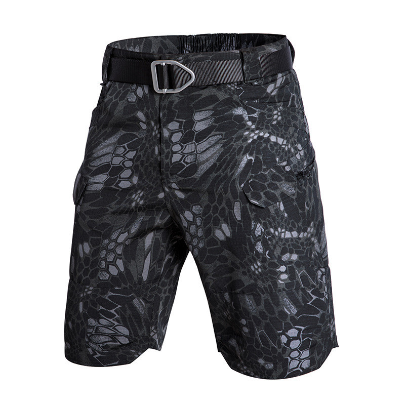 Shorts Cargo Camuflados Masculinos Com Ajuste Relaxado E Vários Bolsos De Algodão Para Homens Casuais (Sem Cinto)