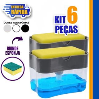 Kit 6/5/4/3/2/1 Dispenser de Detergente Porta Sabão Líquido com Suporte Para Bucha Esponja Limpeza Cozinha em Oferta na Shopee