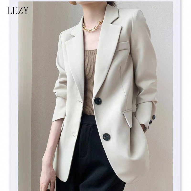 Blazer xadrez feminino tamanho grande, longo, forrado, blazer social preto plus ELXY