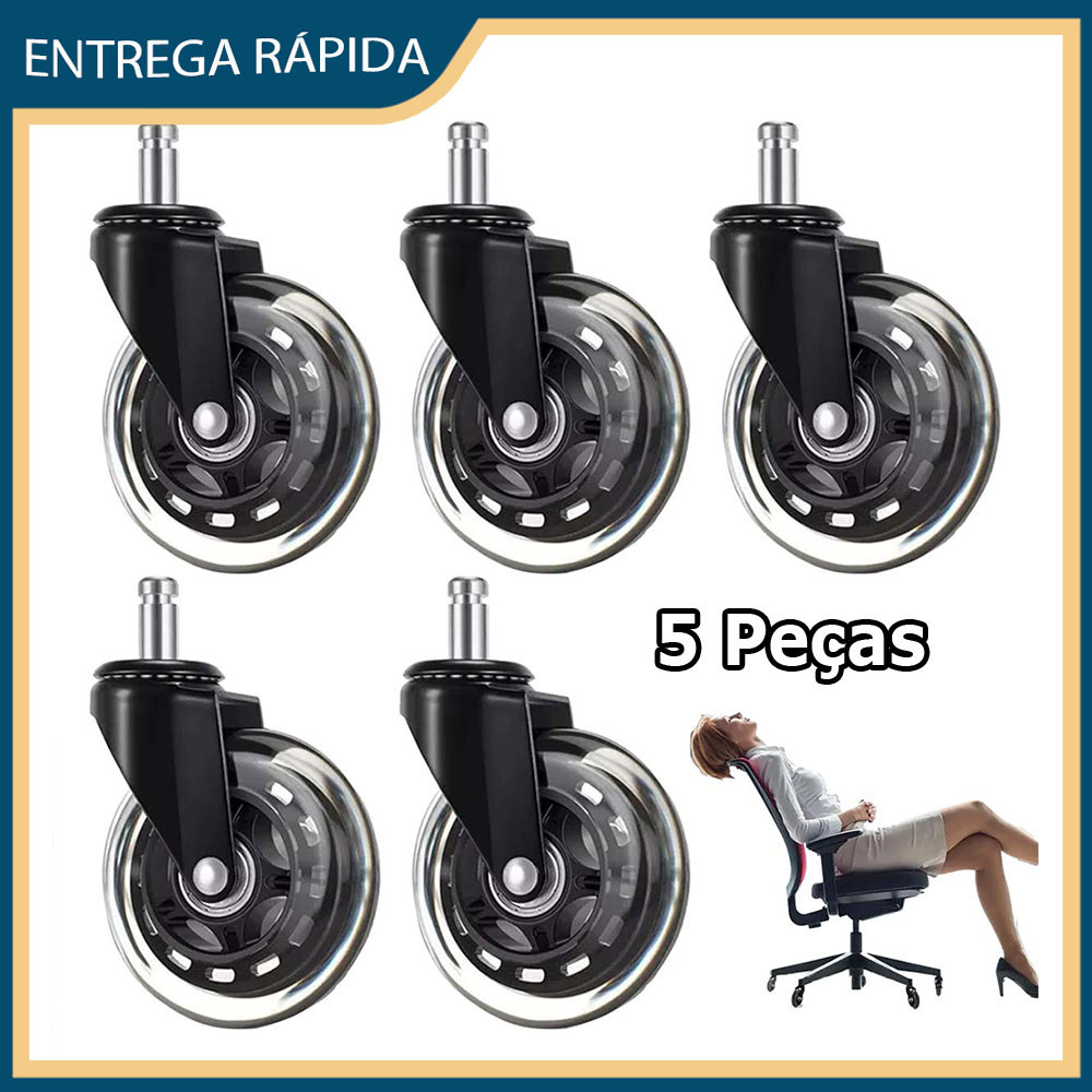 5 Rodinha para cadeira de escritório rodinha giratória silenciosa para cadeira de computador para todos os tipos de piso