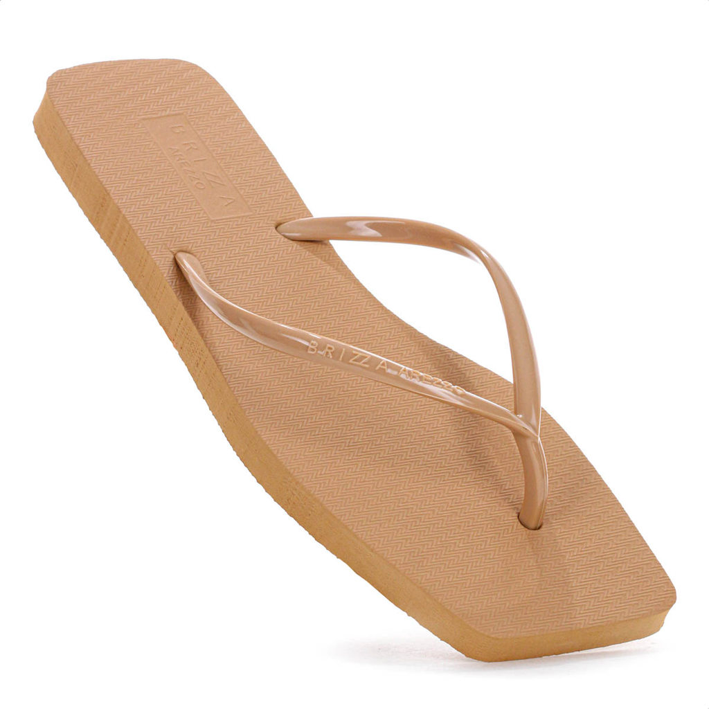 Chinelo Brizza Arezzo Bico Quadrado Flat Tira Slim Nude - Feminino