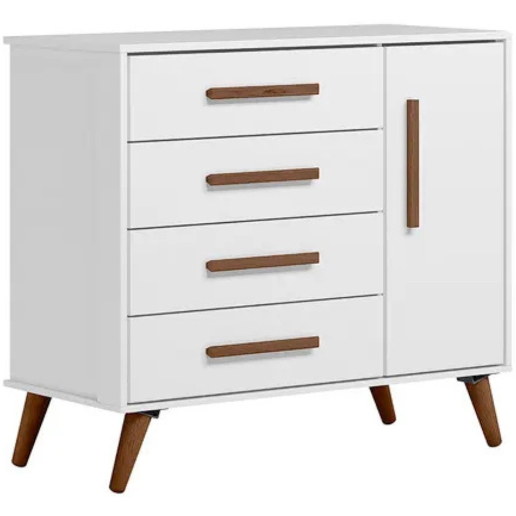 Cômoda Retrô 4 Gavetas com Porta Sapateira Qmovi