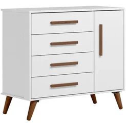 Cômoda Retrô 4 Gavetas com Porta Sapateira Qmovi