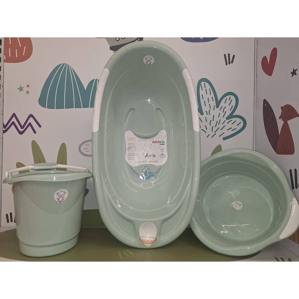 Kit Banheira De Bebê Fofura Adoleta 03 Peças Premium Verde em Oferta na Shopee