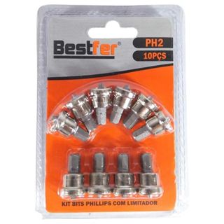 Kit 10 Bits Philips Ph2 Com Limitador De Profundidade 25mm em Oferta na Shopee