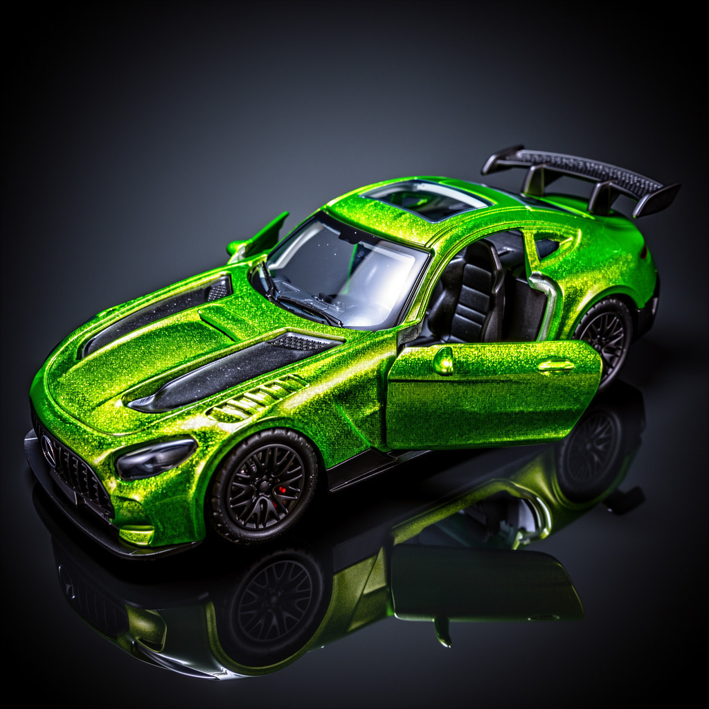 Miniatura Carrinho Esportivo 1:32 Ferro Metal Fricção Abre Portas Mercedes-benz Amg Gt Verde