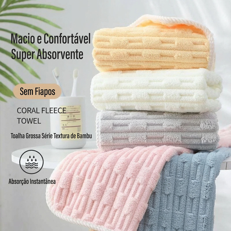 Toalha de Banho Flanela Coral Premium 70x140cm Super Absorvente Macia para Banho e Praia