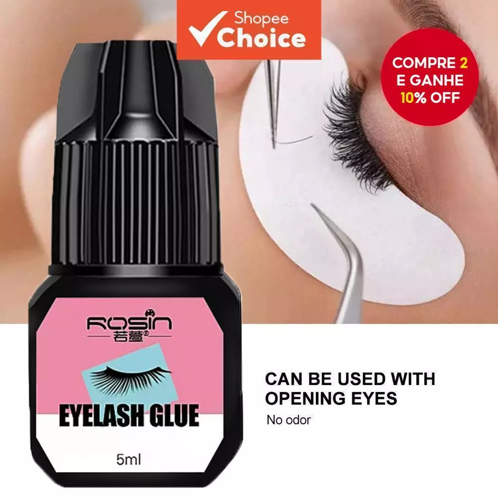 Cola Para Extensão De Cílios 5Ml Preta , Inodora , Não Irritante , Firme E De Longa Duração , Enxerto