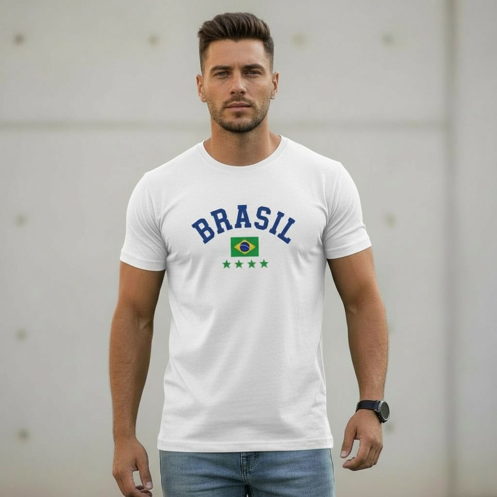 Camisa do Brasil Adulto Unissex Blusa Retrô Brasil Copa do Mundo Personalizada