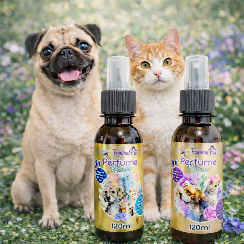 Perfume para Cães e Gatos Tropical Pet 120ml Macho ou Fêmea – Perfume Suave, Seguro e Cheiroso