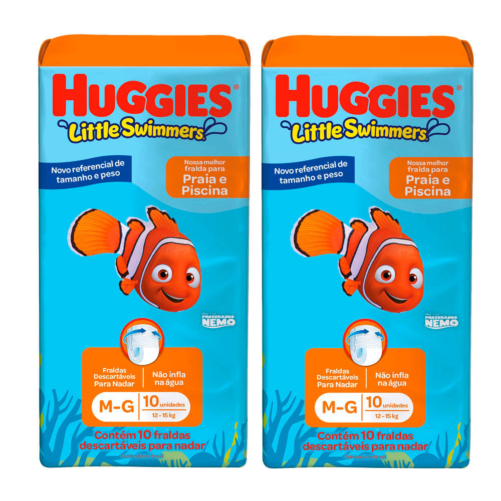 Kit 2 Fralda Huggies Little Swimmers Tamanho M/G com 10 Fraldas Descartáveis em Oferta na Shopee