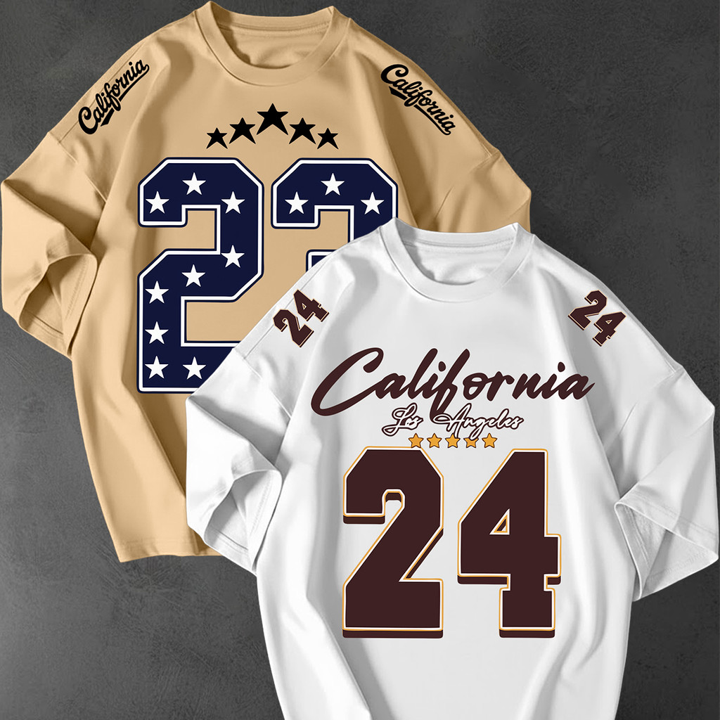 Kit 2 Camisetão Oversized Streetwear Estampa California Numero 96 Chamas Unisex Solta Academia Urban

