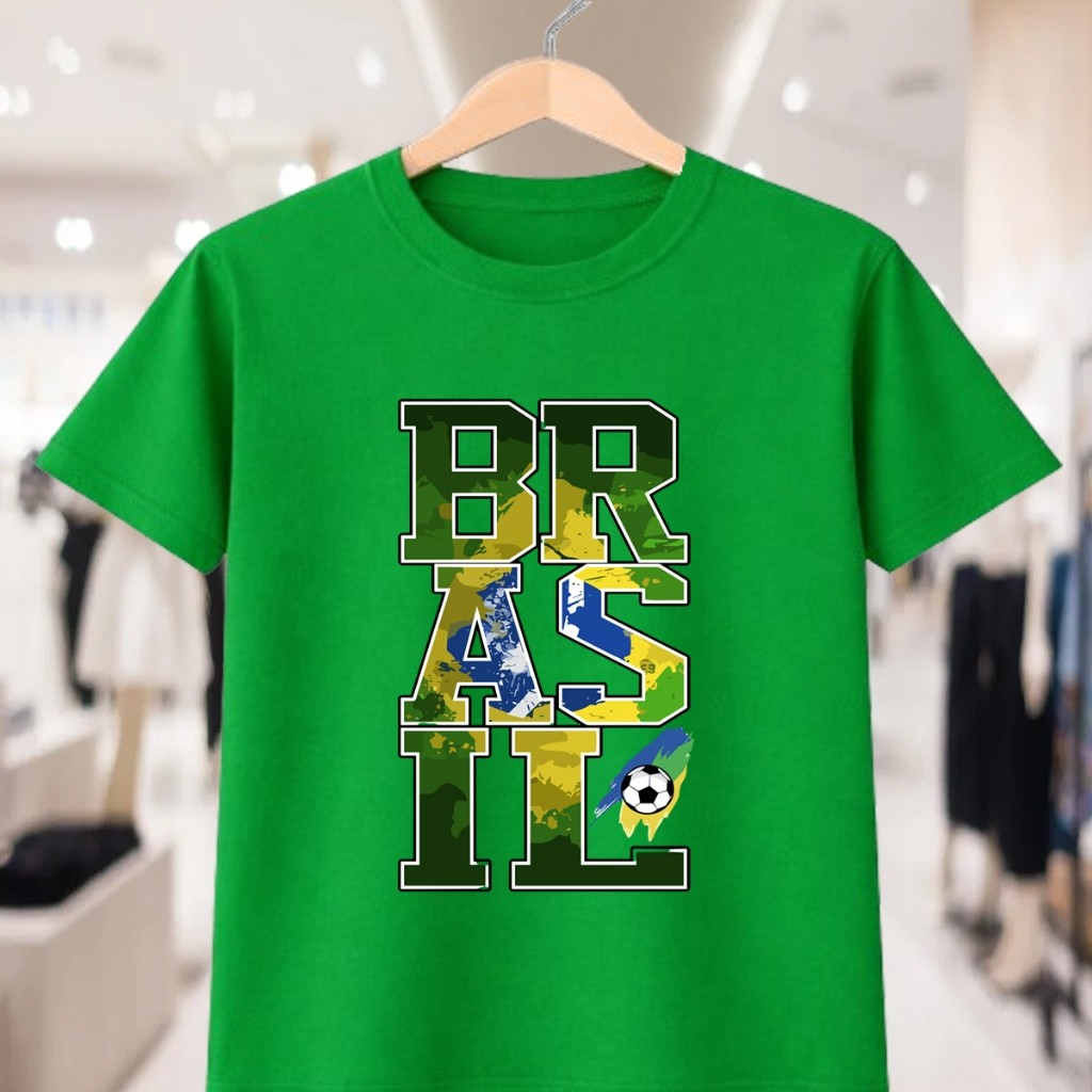 Camiseta Copa Do Mundo Brasil Futebol Hexa 100% Algodão Estampado Feminino Masculino Unissex