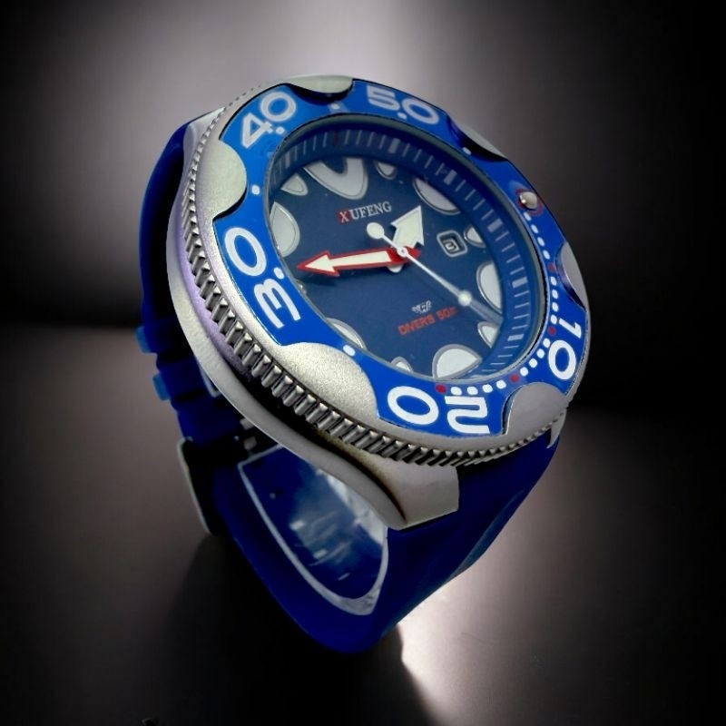 Relógio Xufeng Masculino Eco Drive Azul/Prata com Caixa lançamento