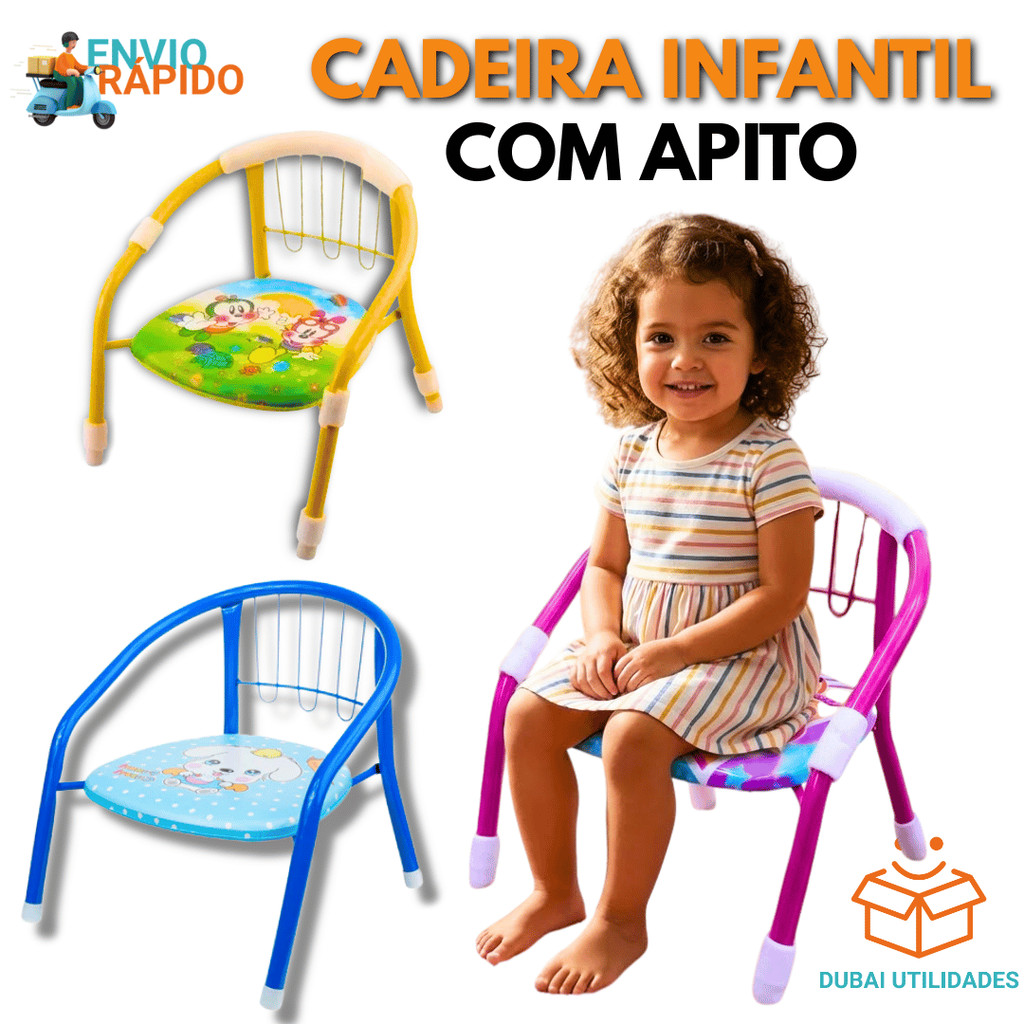 Cadeira cadeirinha Infantil Com Apito Almofadada Metal Reforçada Para Menino Menina em Oferta na Shopee